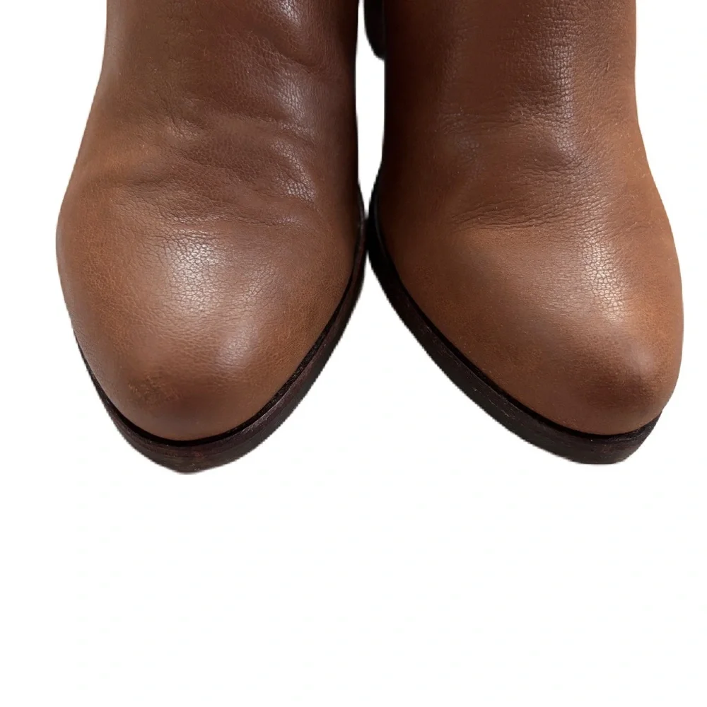 BP Jett Cognac Leather Brown Ankle Boots Block High Heel Boot Size 9 BP. Booties